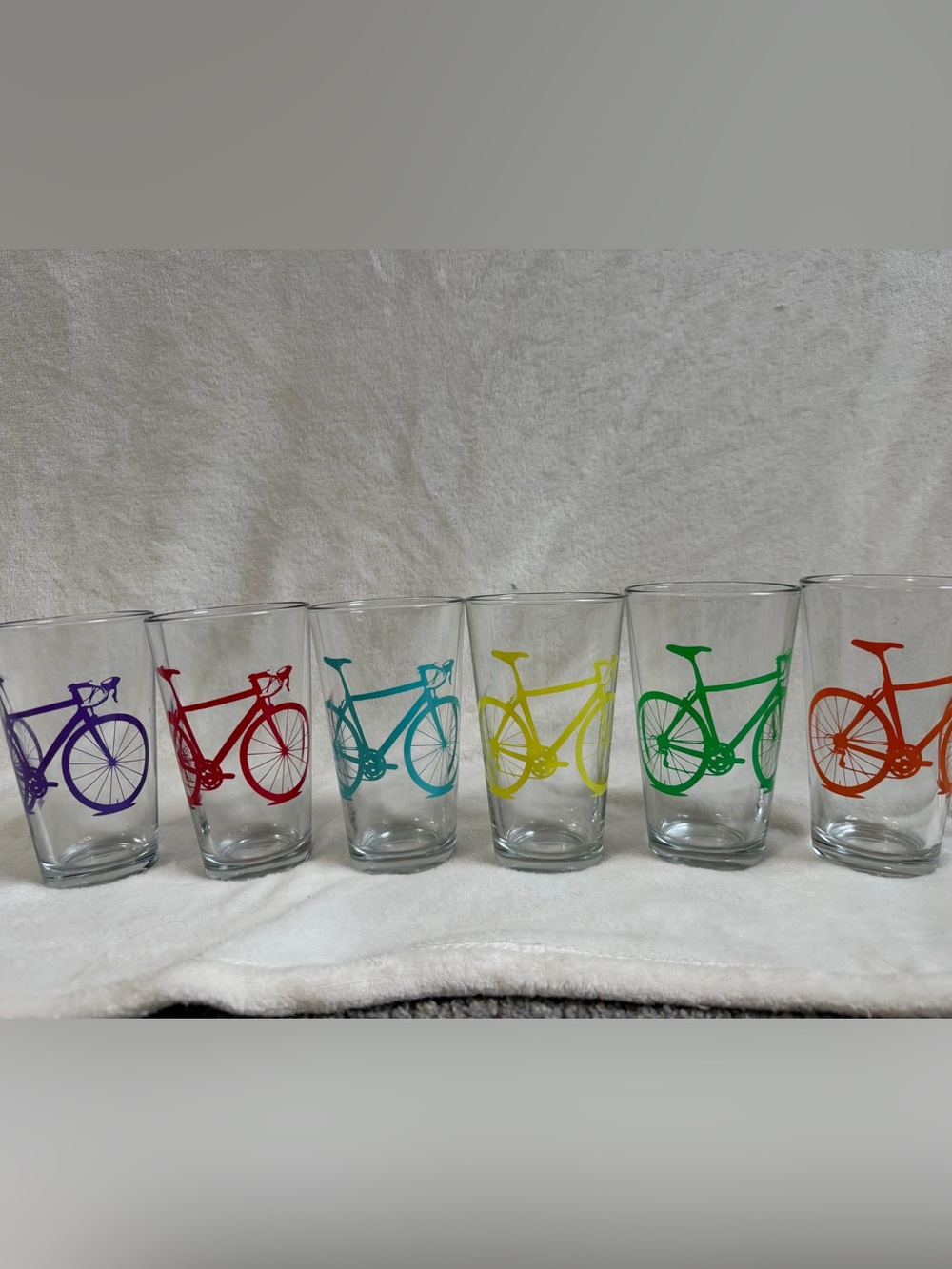 Multicolor Bicycle Pint Glasses - Set of 6